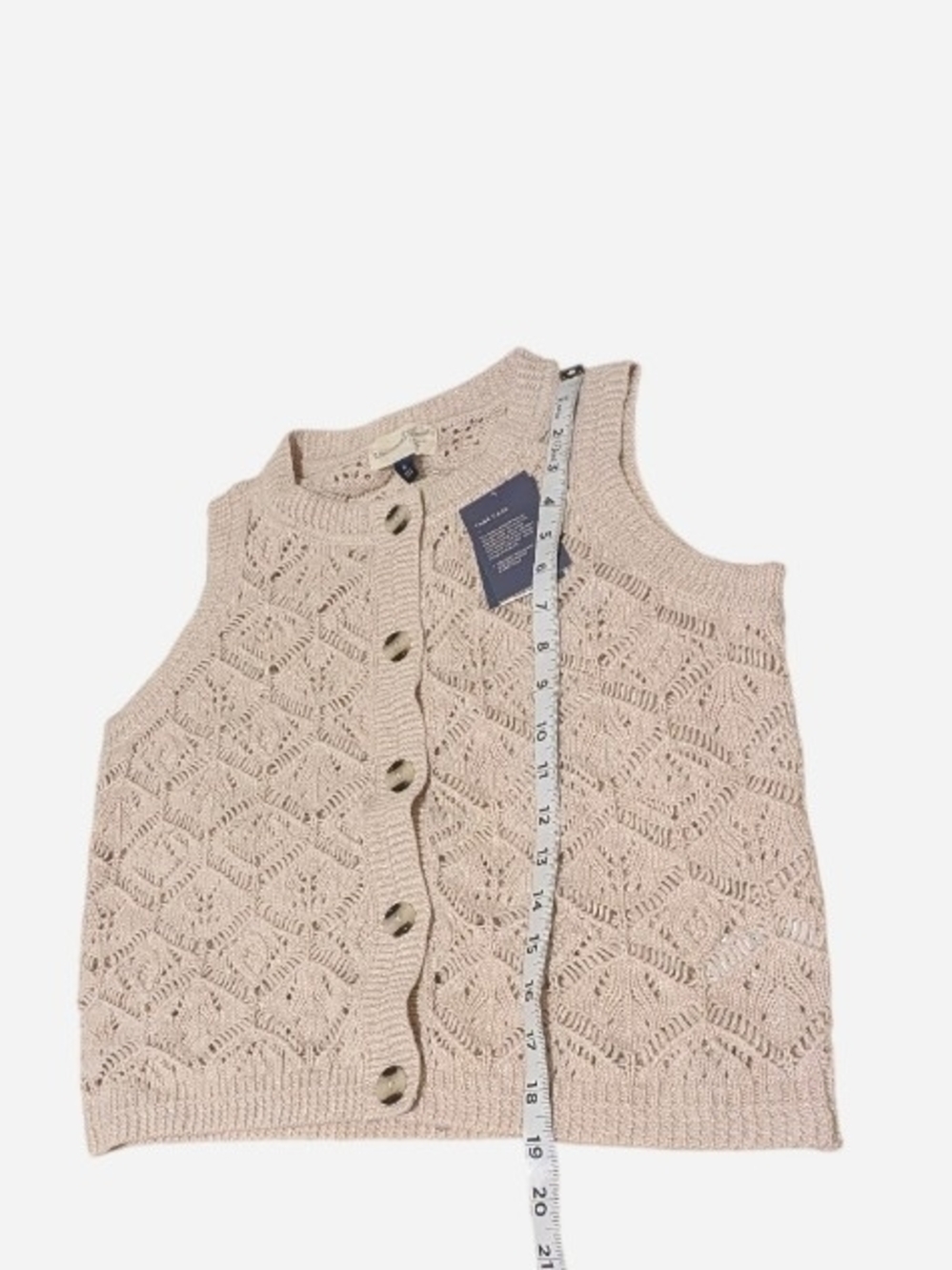 Universal Thread Cream Crochet Button-Front Knit Vest - Picture 5 of 7